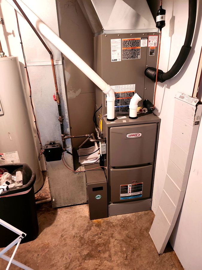 New Lennox furnace installation in basement